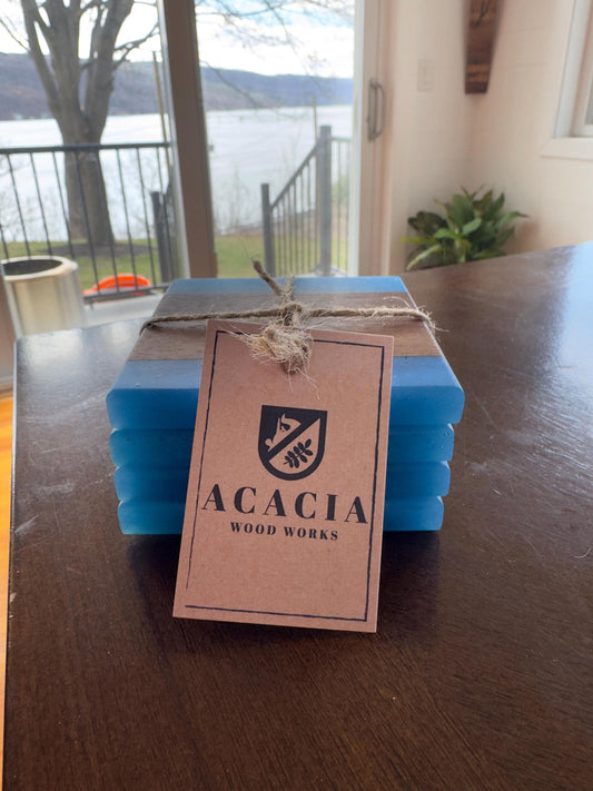 Wood & Epoxy Coasters (set of 4)