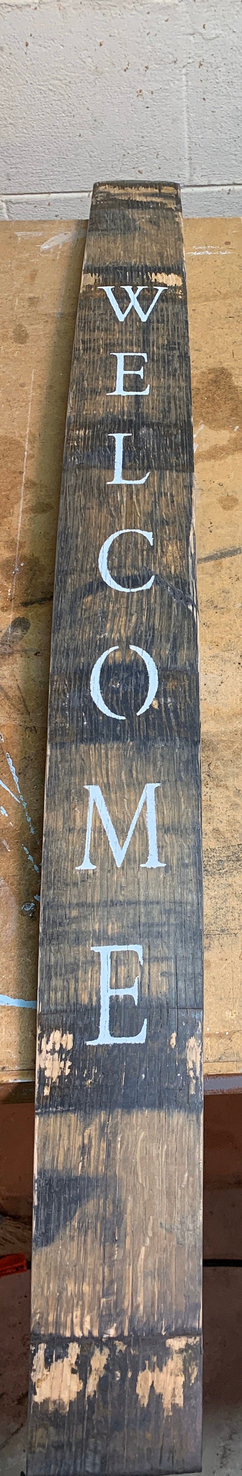 Bourbon Barrel Stave Welcome Sign