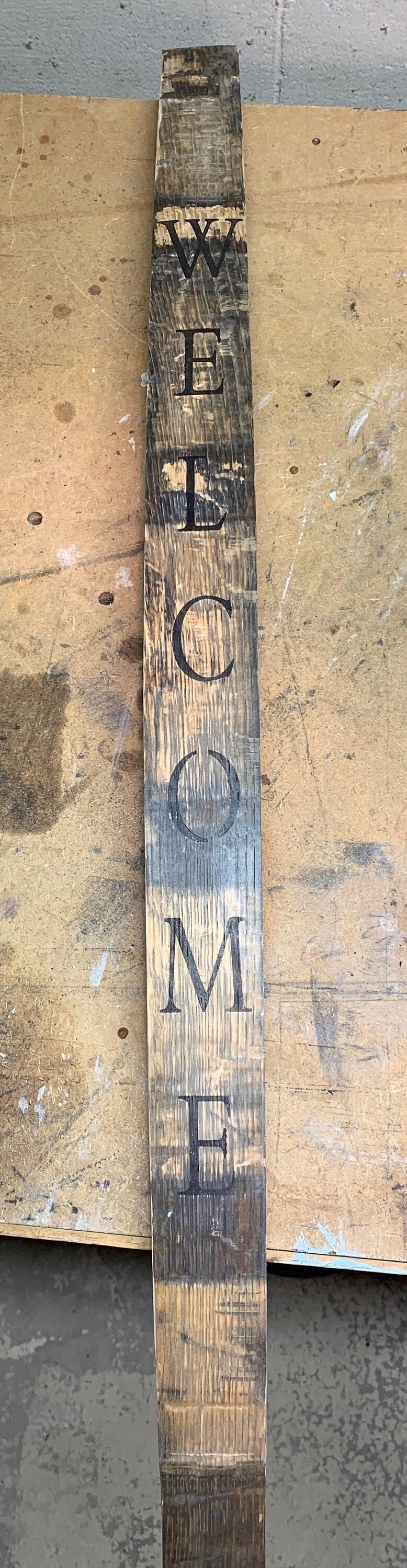Bourbon Barrel Stave Welcome Sign